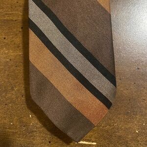 Brown, Orange, and Black Striped 1960s Tie by Jacquard